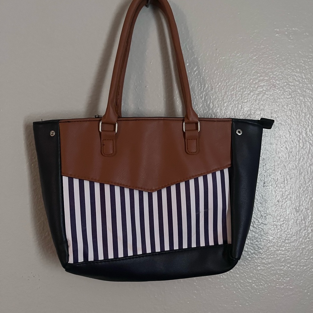 Striped Brown and Black Bag